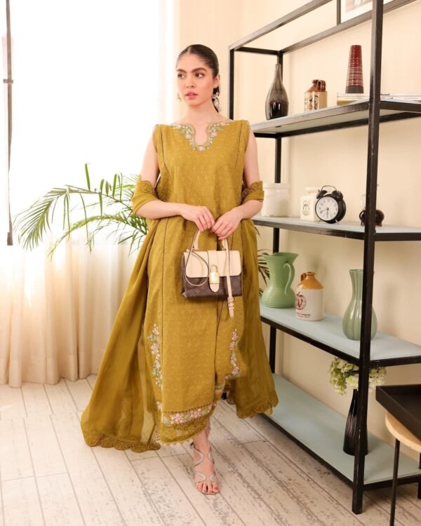 Zaib Luxury Lawn X Edit 23 - OLIVE GREEN LUXURY LAWN