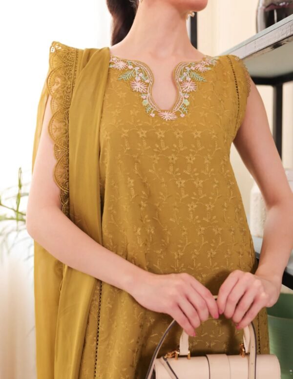 Zaib Luxury Lawn X Edit 23 - OLIVE GREEN LUXURY LAWN - Image 2